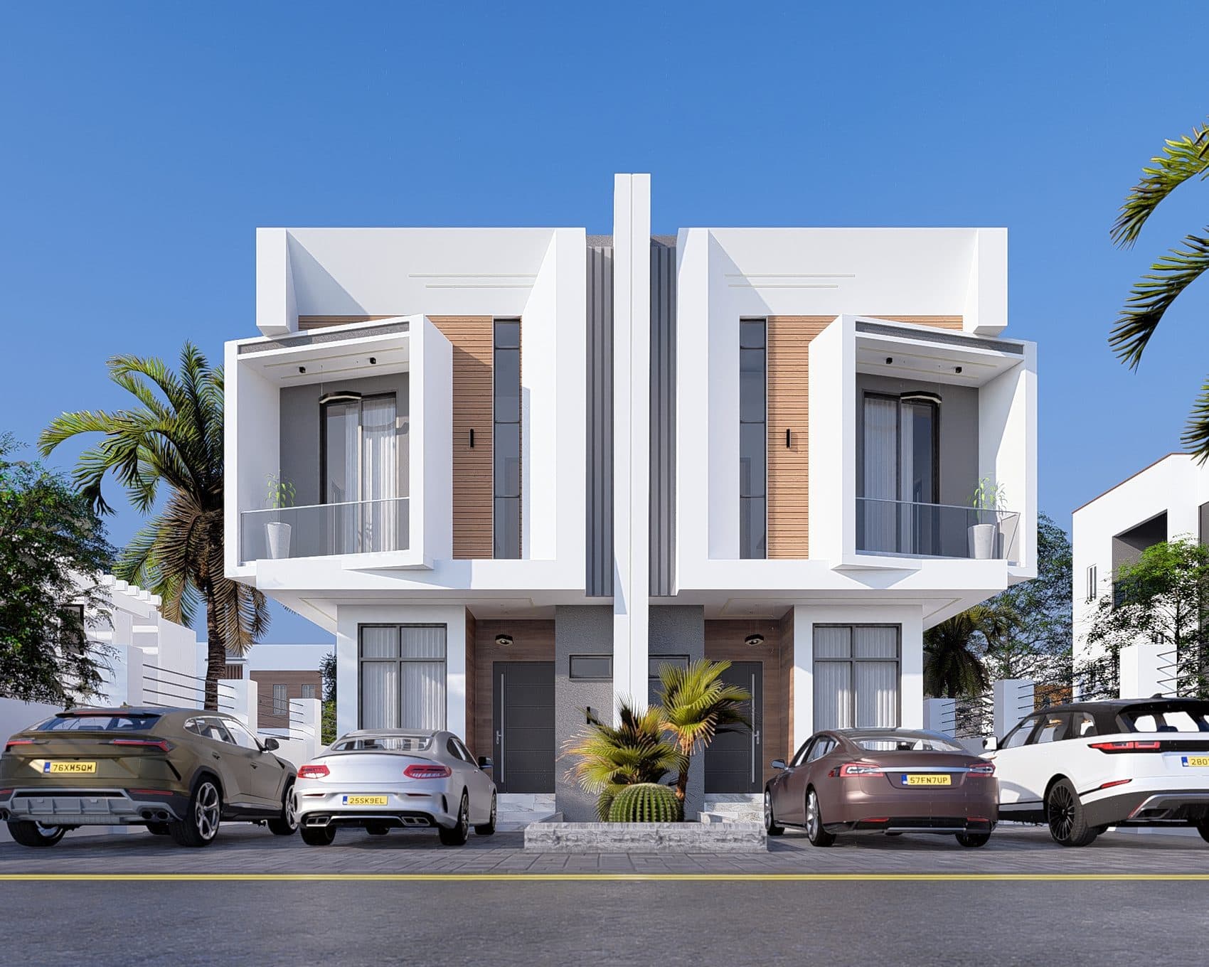 4-Bedroom Twin Duplex, Lagos — render