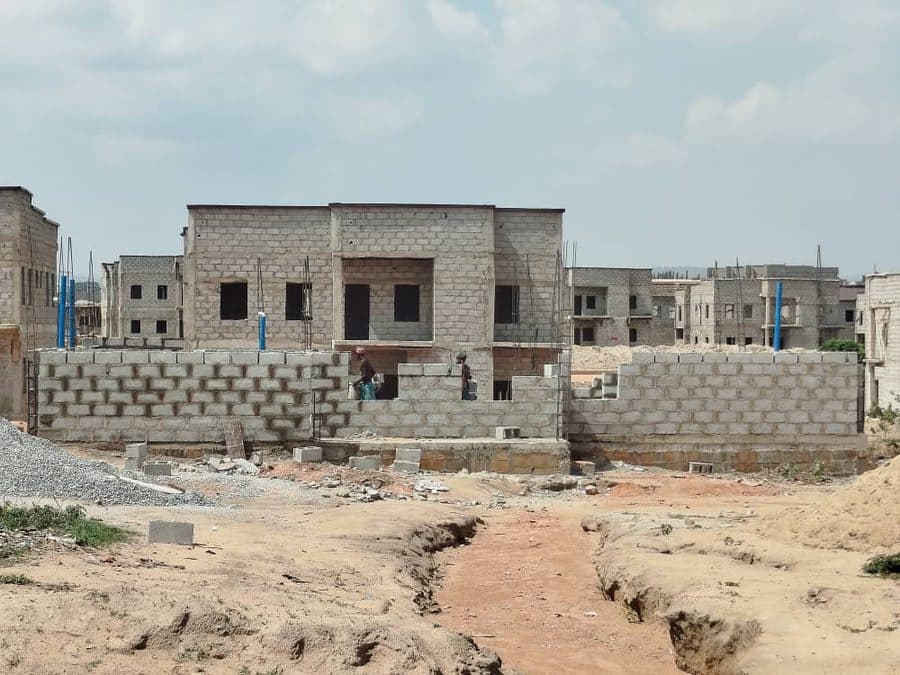 Reinforced concrete building under construction in Lagos